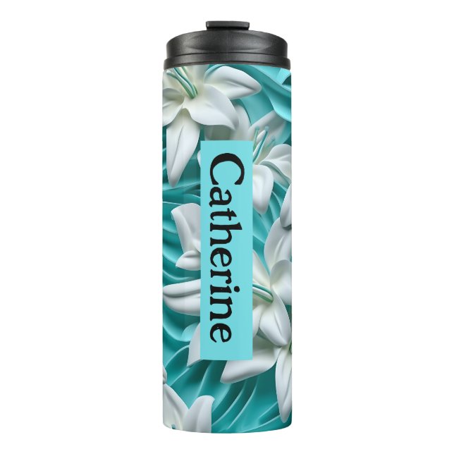 Lily flower 3D seamless pattern Thermal Tumbler (Front)