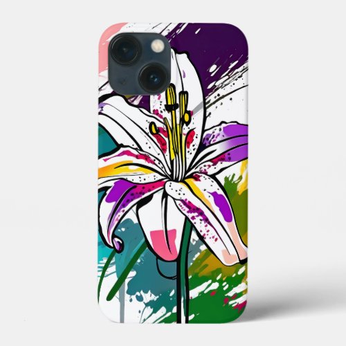 Lily Flower Abstract Art Floral Colorful Bright iPhone 13 Mini Case