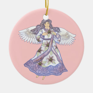 lily flower angel ceramic ornament