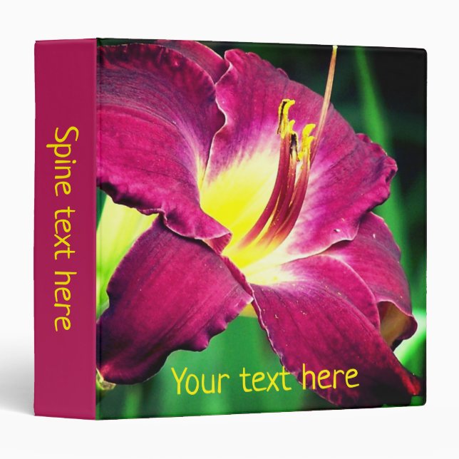 Lily Flower Close Up Personalized 3 Ring Binder (Front/Spine)