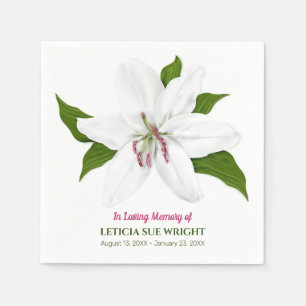 Lily Flower Funeral Memorial Napkins