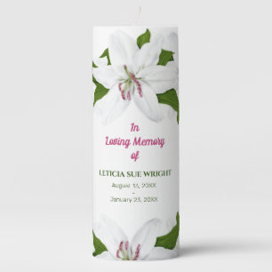 Lily Flower Funeral Memorial Pillar Candle