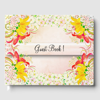 Lily Flower Garden Wedding Guest Book
