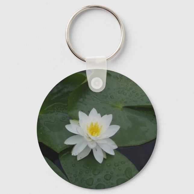 Lily Flower in Lily Pads Keychain (Front)
