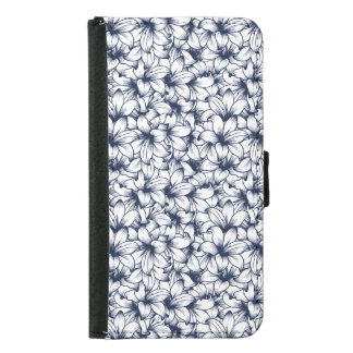 Lily Flower Ink Sketched Pattern Samsung Galaxy S5 Wallet Case