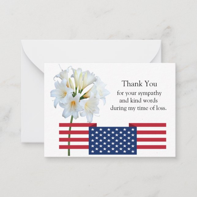 Lily Flower On Flag Thank You Card (Front)