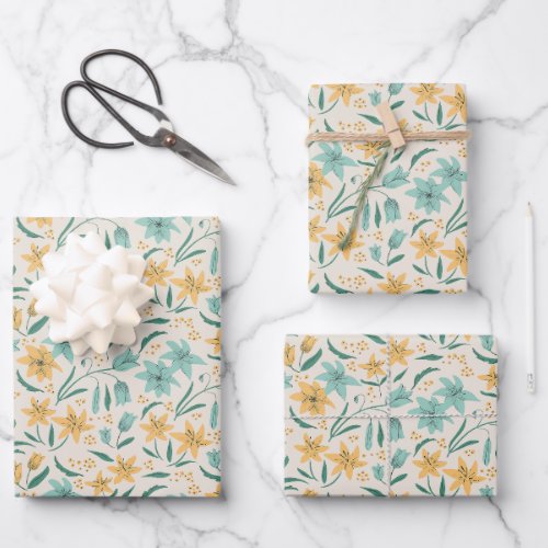 Lily flower pattern design wrapping paper sheets