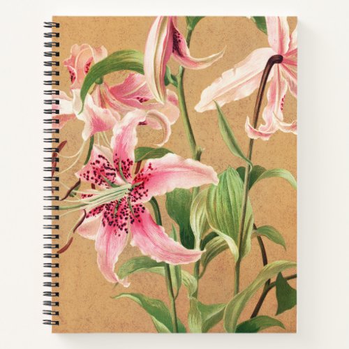 Lily Flower Print Bullet Journal Large Year Blank