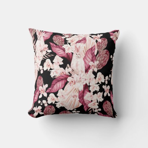 Lily flower seamless pattern  throw pillow