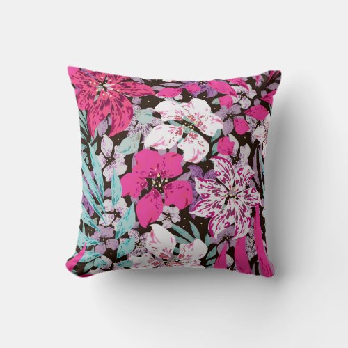 Lily flower seamless pattern  throw pillow