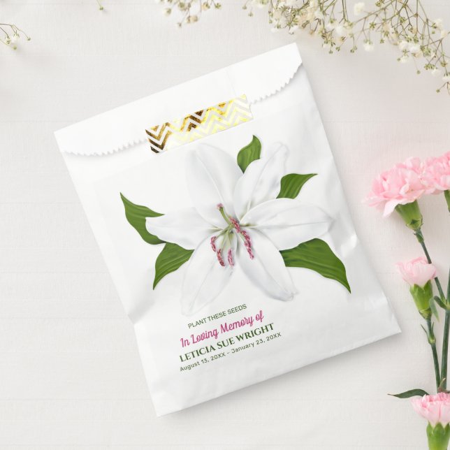 Lily Flower Seed Packet Funeral Memorial Favor Bag | Zazzle