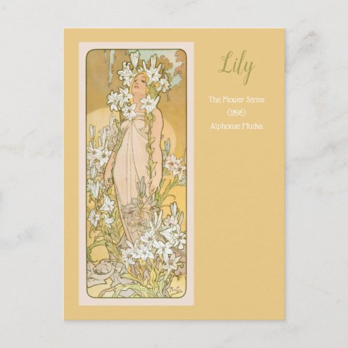 Lily Flower Series Alphonse Mucha Postcard