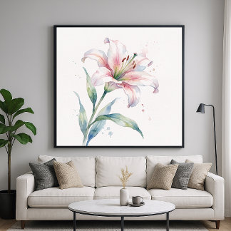 Lily Flower - Watercolor Painting Style Art Poster