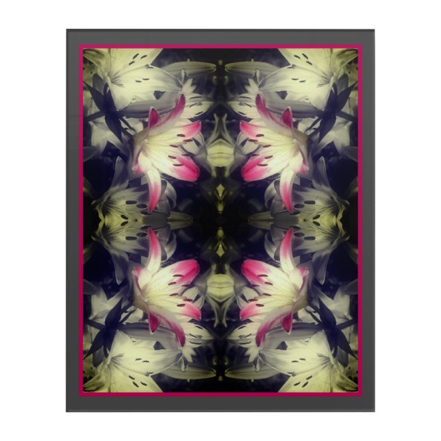 Lily Flowers Black And White Partial Abstract Acrylic Print (Front)
