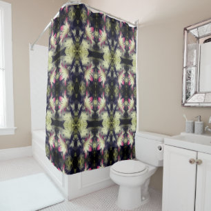 Lily Flowers Black And White Partial Pattern Shower Curtain