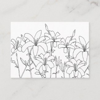 Lily flowers coloring business cards