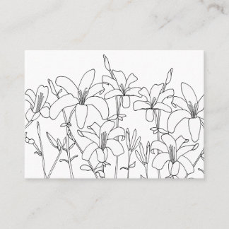Lily flowers coloring business cards
