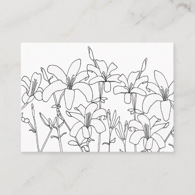 Lily flowers coloring business cards (Front)