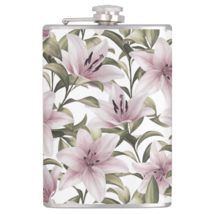 Lily flowers. Floral pattern Flask