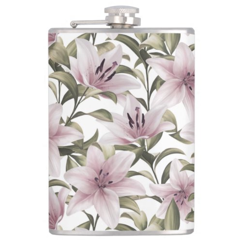 Lily flowers Floral pattern Flask