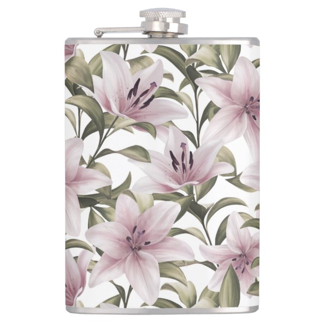Lily flowers. Floral pattern Flask (Front)