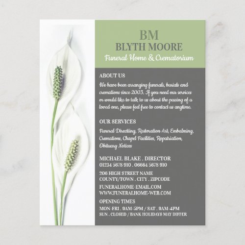 Lily Flowers Funeral Home Directors Flyer