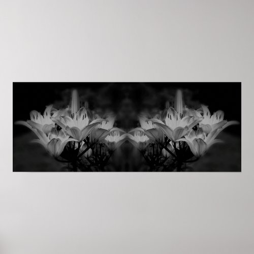 Lily Flowers In Black And White Mirror Abstract Poster