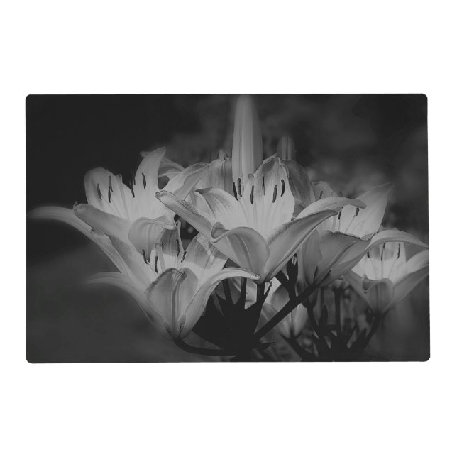 Lily Flowers In Black And White Placemat (Front)