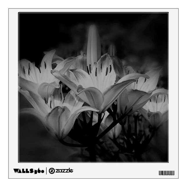 Lily Flowers In Black And White Wall Decal (Front)