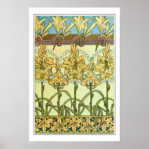 Lily Flowers of Art Nouveau Style Mucha Poster