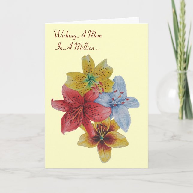 lily flowers pretty floral original mom verse card (Front)
