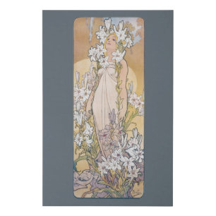 Lily (Four Flowers), Alphonse Mucha Faux Canvas Print