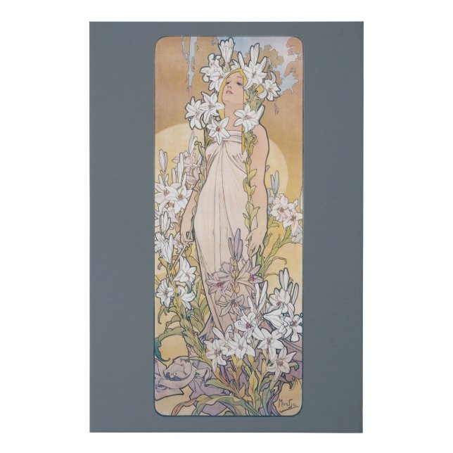 Lily (Four Flowers), Alphonse Mucha Faux Canvas Print (Front)