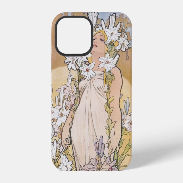 Lily (Four Flowers), Alphonse Mucha Iphone Case (Back)