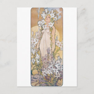 Lily (Four Flowers), Alphonse Mucha Postcard