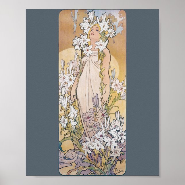 Lily (Four Flowers), Alphonse Mucha Poster (Front)