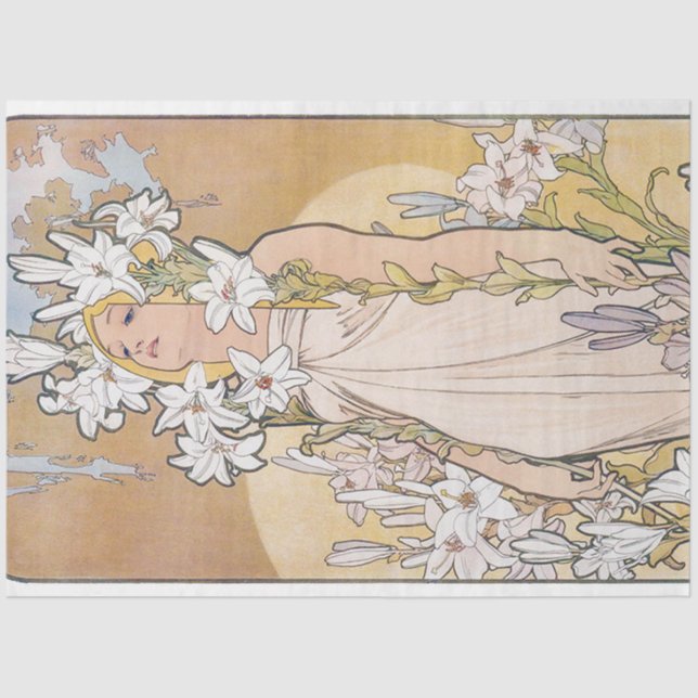 Lily (Four Flowers), Alphonse Mucha Tissue Paper (Front)