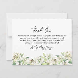 Lily Funeral Thank You Note Card Bereavement