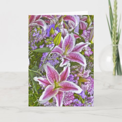 Lily Garden Floral Blank Note Card