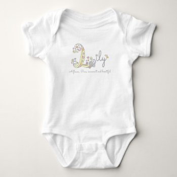 Lily Girls Name Meaning L Monogram Hearts Baby Bodysuit by Mylittleeden at Zazzle