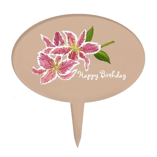 Lily Happy Birthday Cake Pick (Front)