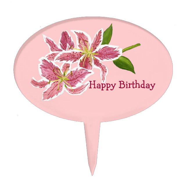 Lily Happy Birthday Cake Pick (Front)