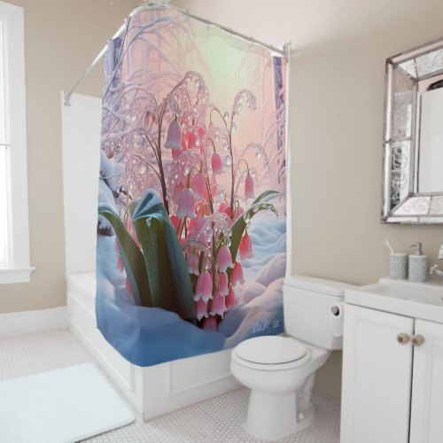 lily in a ice valley sunset shower curtain