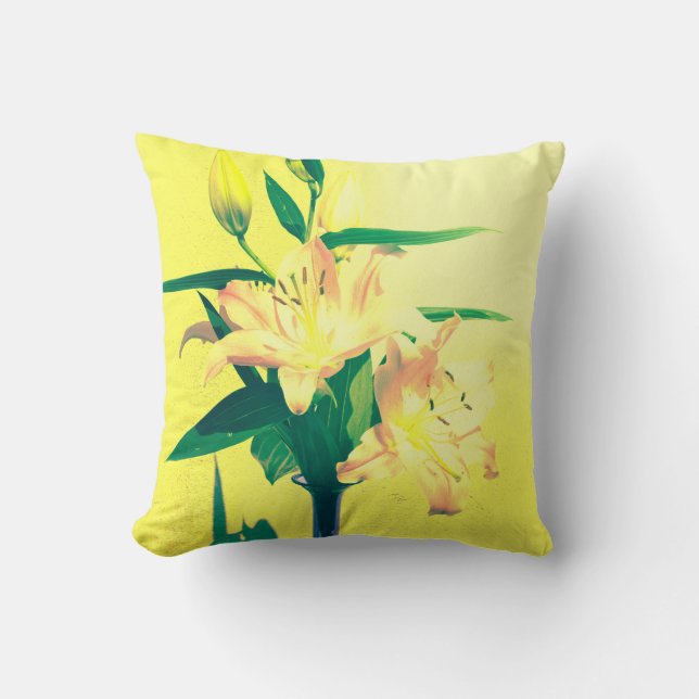 Lily in modern yellow throw pillow (Front)