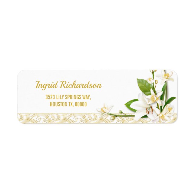 Lily Lemon Blossom Spring Wedding Label (Front)