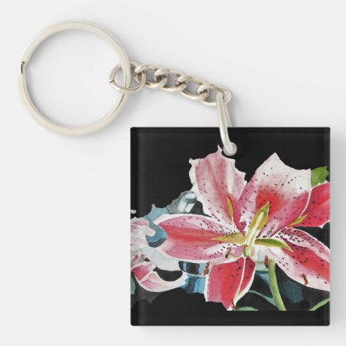 Lily Lillies Watercolor flower Key Ring