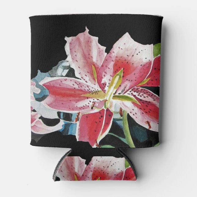 Lily Lillies Watercolor flower Stubbie Can Cooler (Front)