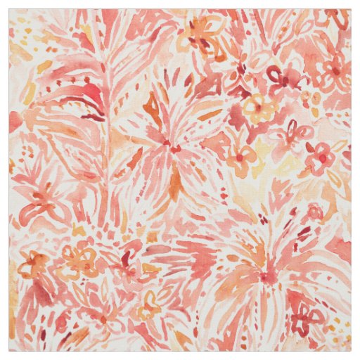LILY LUST Peach Painterly Floral Fabric