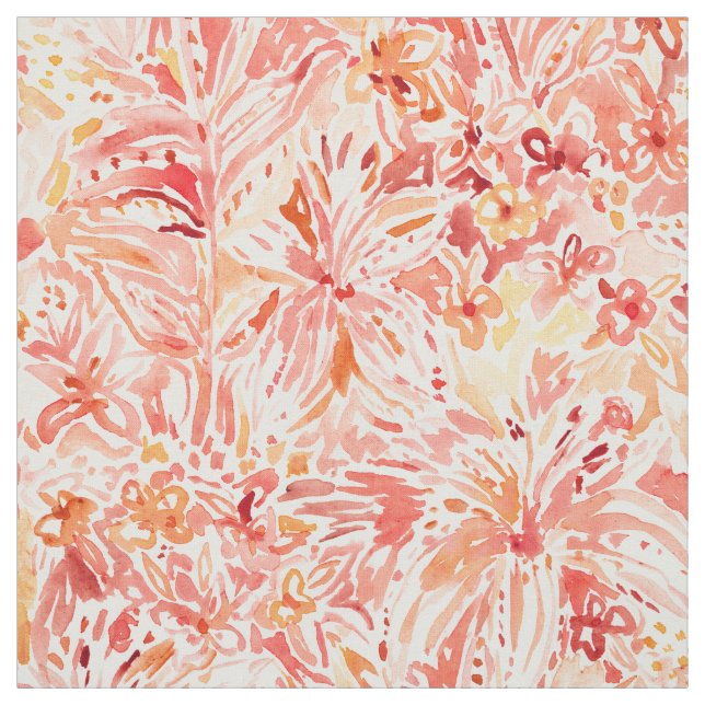 LILY LUST Peach Painterly Floral Fabric (Swatch)