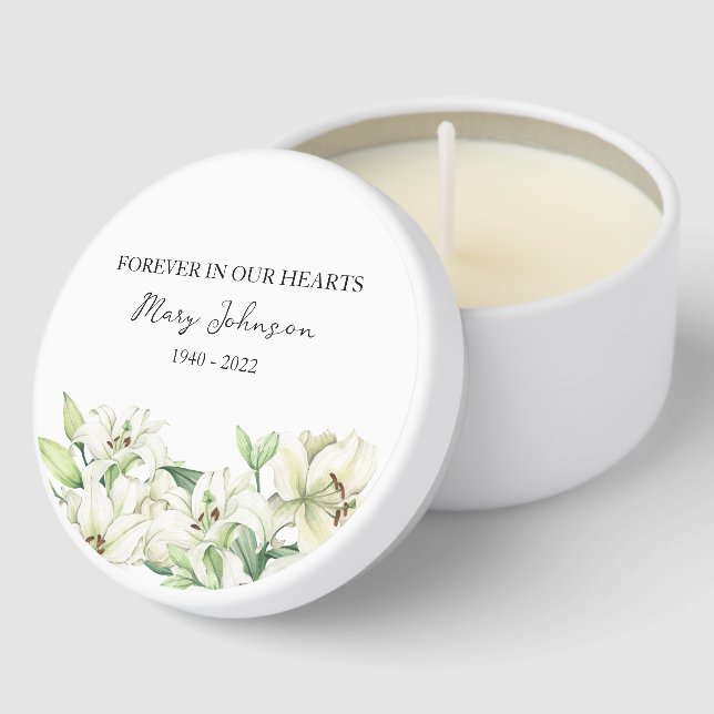 Lily Memorial Funeral Mini Candle Favors (Corner)